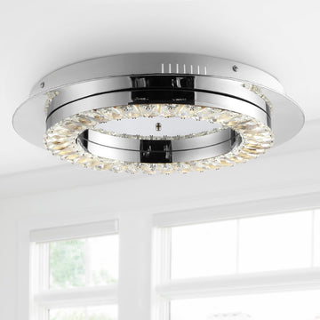 Cristal Integrated Iron/Crystal Glam LED Flush Mount - JONATHAN Y